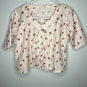 Women’s Cream Floral Button-Front Top